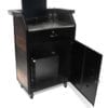 Custom Deluxe Security Podium back view, storage door opened