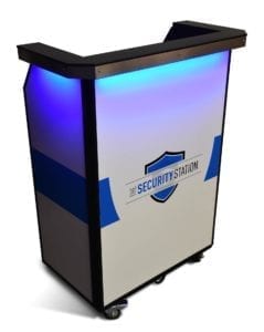 custom deluxe security podium with custom print