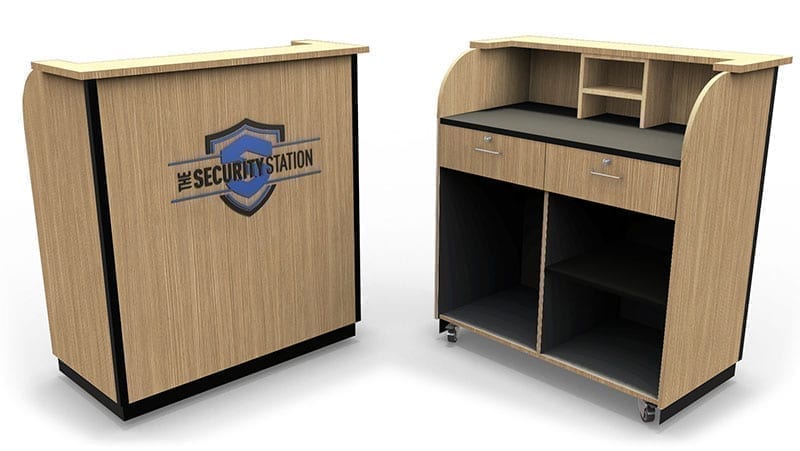 Security Desk Custom Wood - Maize Walnut Crossgrain laminate