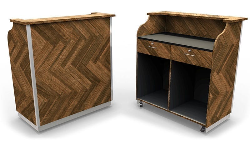 Security Desk Custom Wood - Herringbone Satinwood laminate
