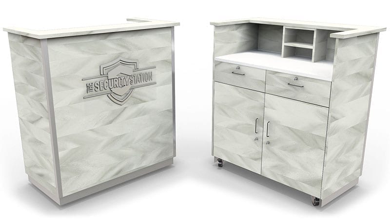 Security Desk Custom Wood - Marble Fog laminate
