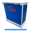 White Custom Portable Professional Security Desk with Vinyl Print on Acrylic Panels