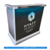 White Custom Portable Professional Security Desk and Vinyl Print on Laminate Panels