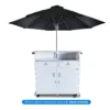 White Custom Portable Professional Security Desk with Black Umbrella