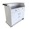 White Custom Portable Professional Security Desk with White Acrylic Panels - Back